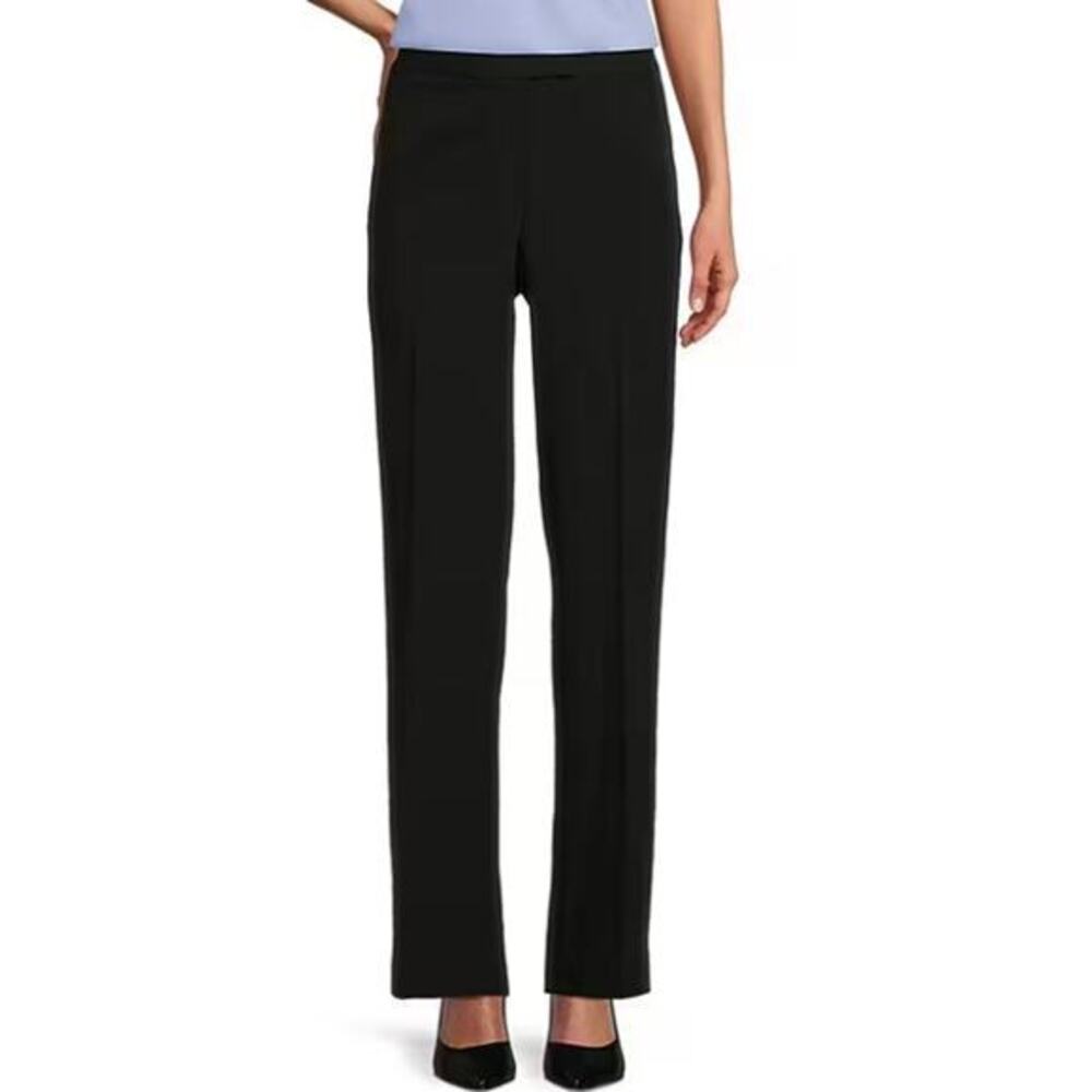 Kasper Women's Black Stretch Crepe Straight Leg Dress Pants Petite Size 6P NWT